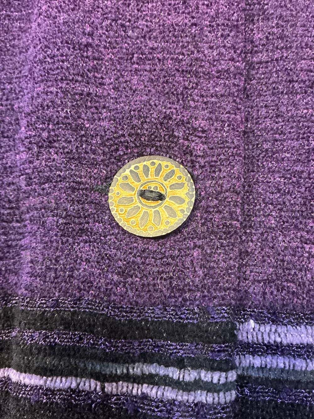 Coldwater Creek Purple Black Embroidered Chenille Button Up Jacket Size L - Picture 6 of 10
